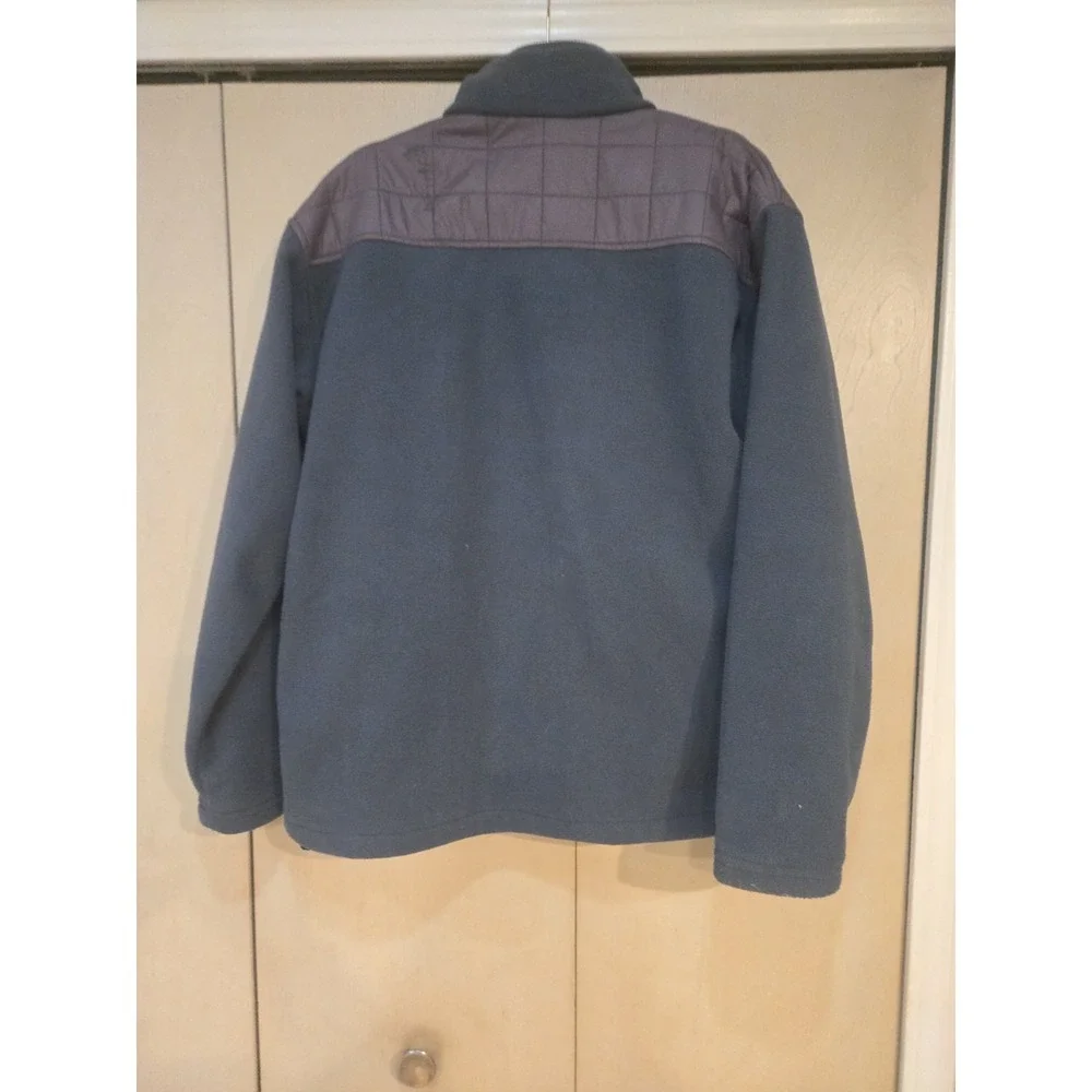 New Balance Men's XL Hybrid Fleece Jacket Quilted Full Zip Blue Gray Orange EUC